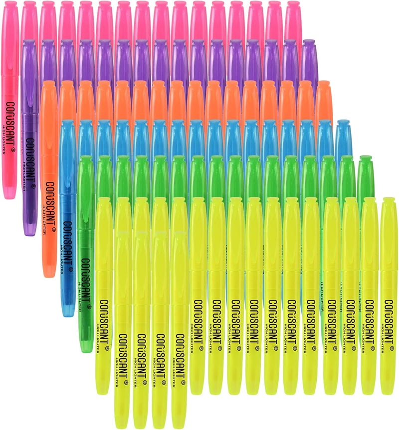 coruscant Highlighter - 100 pack color highlighter, color transparent visible fluorescent pen shell, wide chisel point mark, fluorescent pen, school, office - Image 1